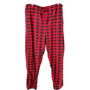 Realessentials Lounge Pants Mens 3XL Black Red Buffalo Plaid Fleece Sleepwear